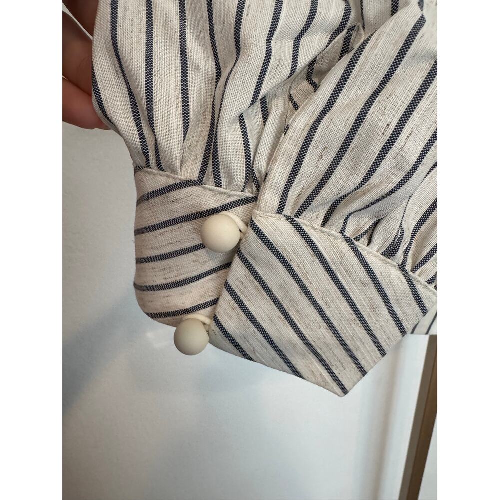 Tuckernuck | Blue Linen Stripe Puff Sleeve Top - Picture 6 of 9